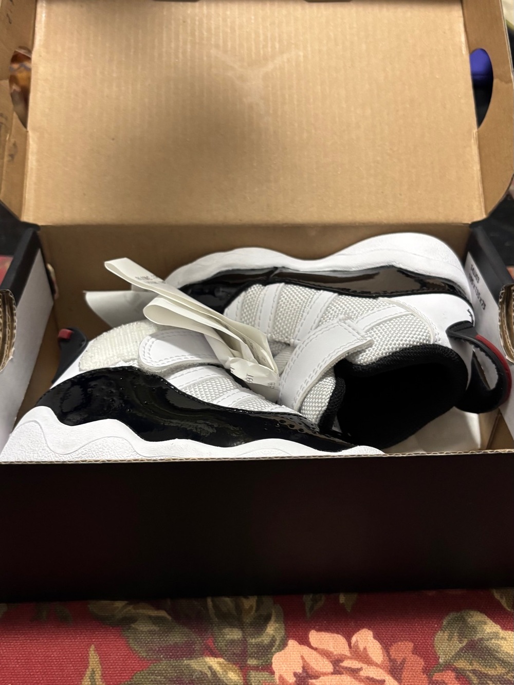 Nike Jordan 6 Ring Toddler Kids White and Black Velcro Sneakers